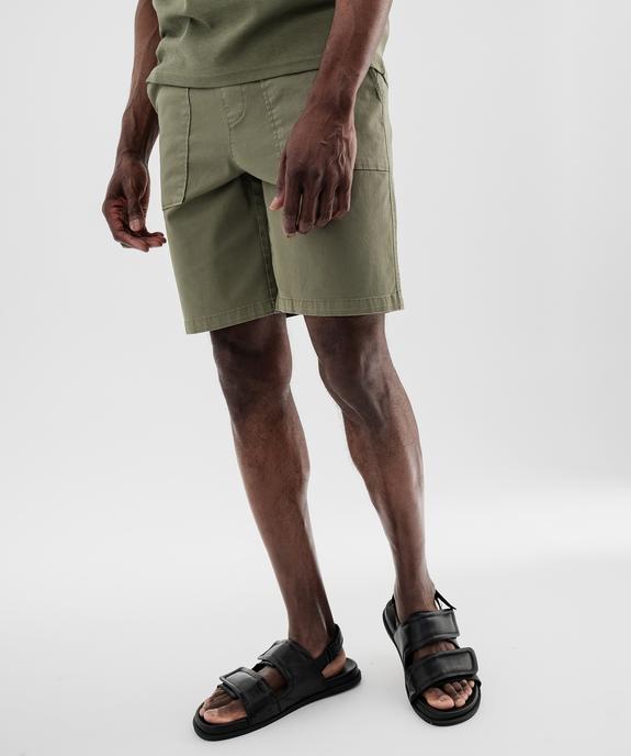 Bermuda en toile de coton avec poches plaquées homme vue1 - GEMO (HOMME) - GEMO