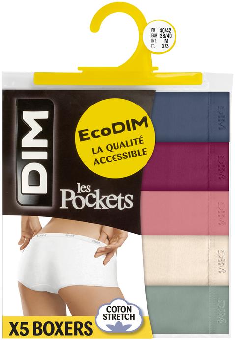 Boxers en coton stretch femme (lot de 5) - Dim Pocket vue2 - DIM - GEMO