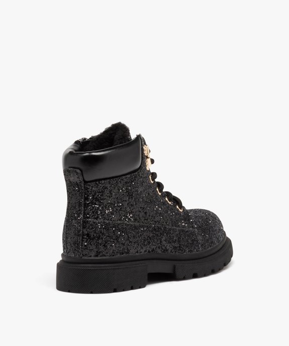 Boots fourrées à paillettes et lacets fille vue4 - GEMO (ENFANT) - GEMO