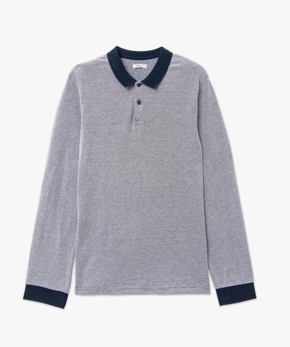 Polo à manches longues en maille piquée bicolore homme vue4 - GEMO (HOMME) - GEMO