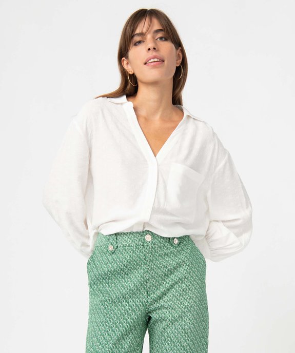 Chemise femme à manches longues en viscose texturée vue1 - GEMO(FEMME PAP) - GEMO