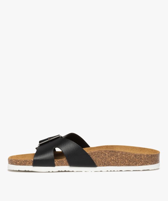 Mules femme plates à semelle liège et bride à boucle vue3 - GEMO (CASUAL) - GEMO