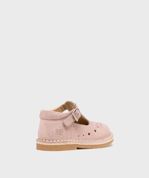 Chaussures babies en cuir pailleté à boucle bébé fille vue4 - NA! - GEMO