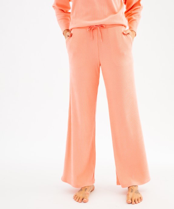 Bas de pyjama large en maille côtelée extra douce femme vue2 - GEMO 4G FEMME - GEMO