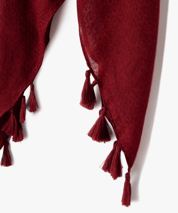 Foulard uni avec finitions pompons femme vue2 - GEMO 4G FEMME - GEMO