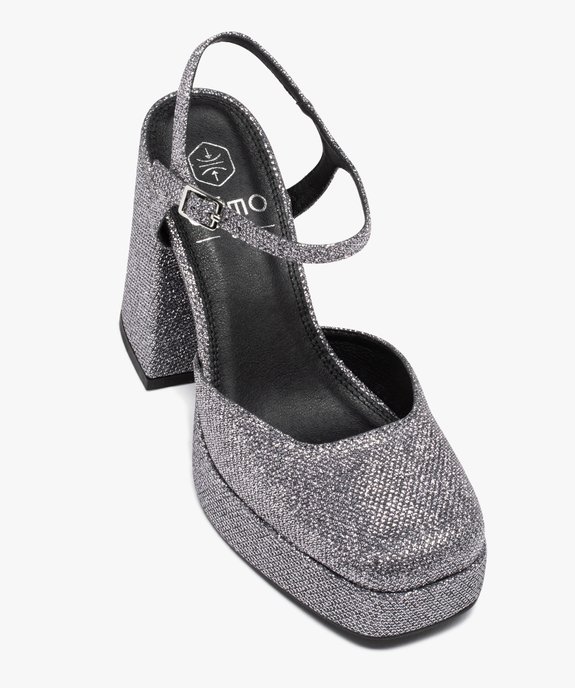 Escarpins femme unis à sequins avec talon haut et bout carré vue5 - GEMO(URBAIN) - GEMO