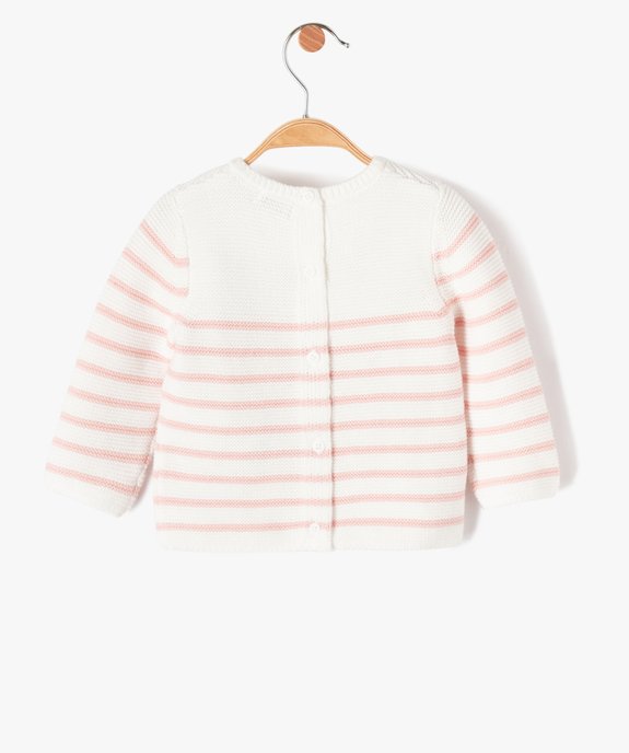Pull bébé en maille rayée à message brodé vue3 - GEMO(BB COUCHE) - GEMO
