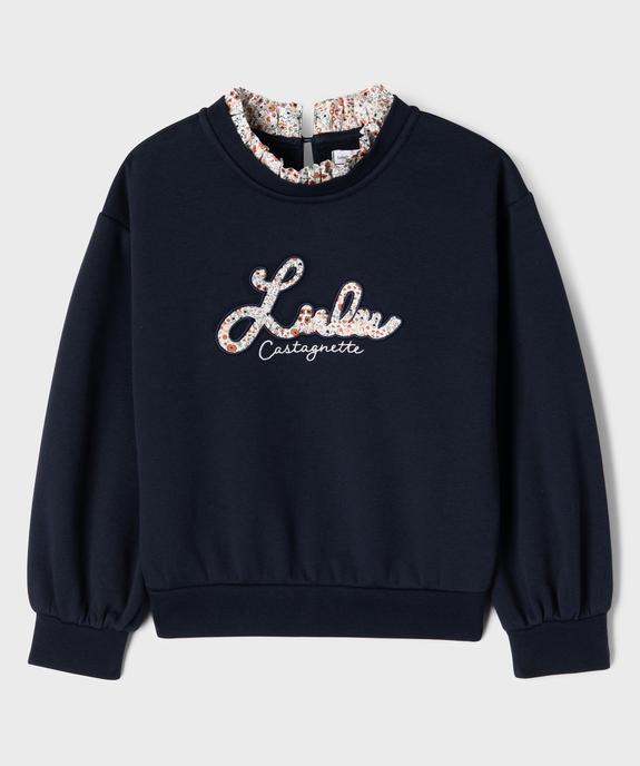 Sweat à col froncé et inscription brodée fille - LuluCastagnette vue1 - LULUCASTAGNETTE - GEMO