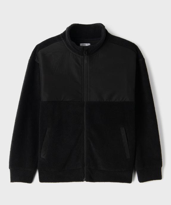 Sweat zippé bi-matières avec col montant garçon vue1 - GEMO (JUNIOR) - GEMO