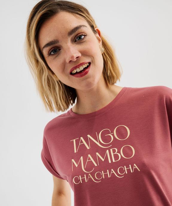 Tee-shirt à manches courtes avec motif fleuri femme vue4 - GEMO 4G FEMME - GEMO