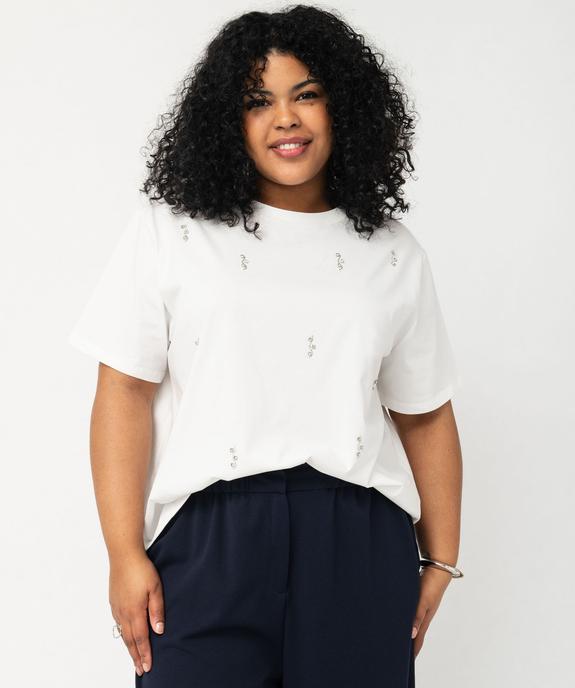 Tee-shirt manches courtes coupe large à strass femme grande taille vue1 - GEMO (G TAILLE) - GEMO