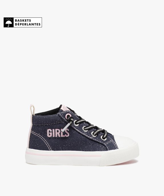 Baskets fille montantes déperlantes pailletée à lacets élastiques  vue1 - GEMO (ENFANT) - GEMO