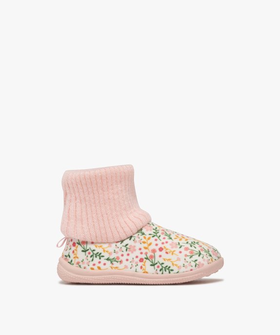 Chaussons bébé fille boots à col chaussette motif fleuri vue1 - GEMO 4G BEBE - GEMO