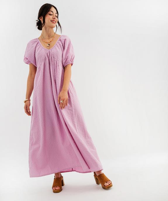 Robe longue ample en coton gaufré femme vue1 - GEMO(FEMME PAP) - GEMO