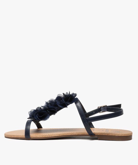 Sandales femme à talon plat ornées de fleurs en tissu vue3 - GEMO (CASUAL) - GEMO