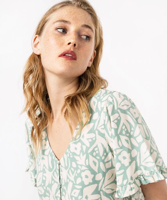 Blouse imprimée à manches courtes coupe courte femme vue2 - GEMO 4G FEMME - GEMO