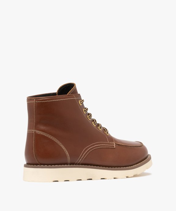 Boots homme casual dessus en cuir à lacets bicolores vue5 - URBAN STEPS - GEMO