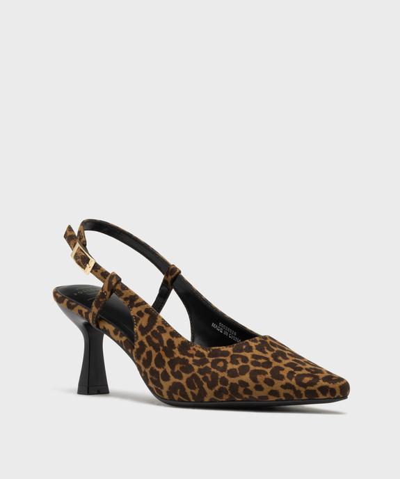 Escarpins sling-back léopard à bout pointu et talon femme - Follow Me vue2 - FOLLOW ME - GEMO