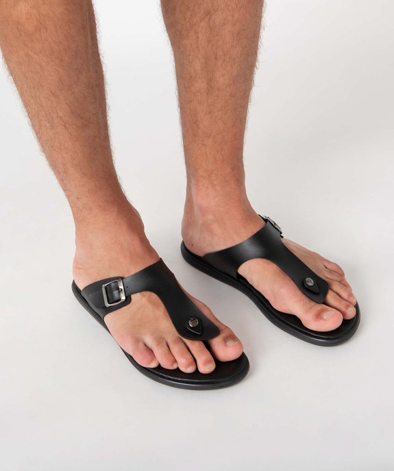 Sandales homme unies à bride en T vue1 - GEMO (CASUAL) - GEMO