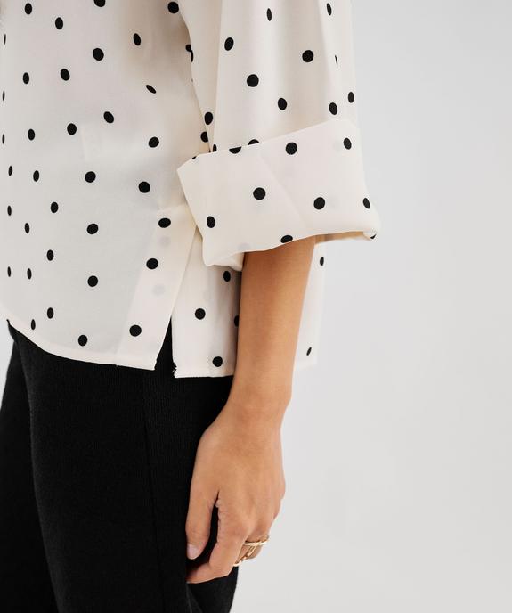 Blouse manches 3/4 en maille fluide à pois femme  vue2 - GEMO 4G FEMME - GEMO