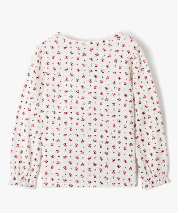 Tee-shirt fille imprimé à manches longues et fronces vue3 - GEMO (ENFANT) - GEMO