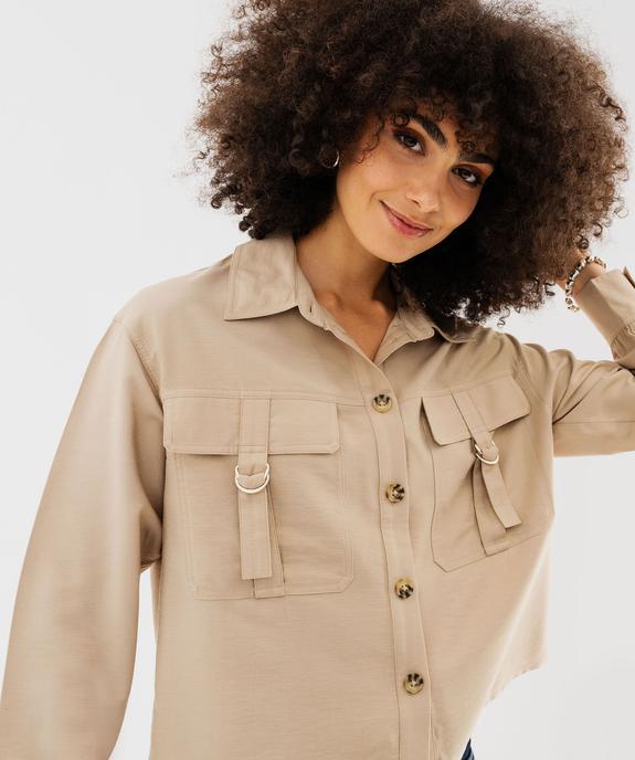 Chemise manches longues coupe courte et ample femme vue4 - GEMO 4G FEMME - GEMO