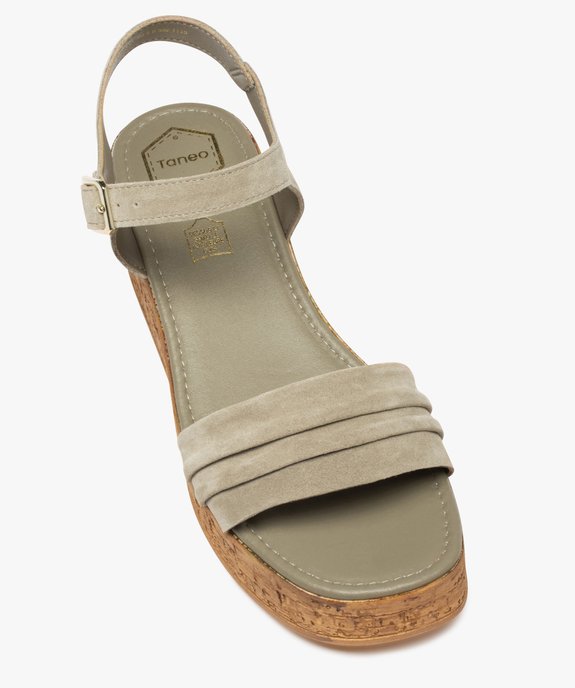 Sandales femme dessus cuir suédé plissé - Tanéo vue5 - TANEO - GEMO