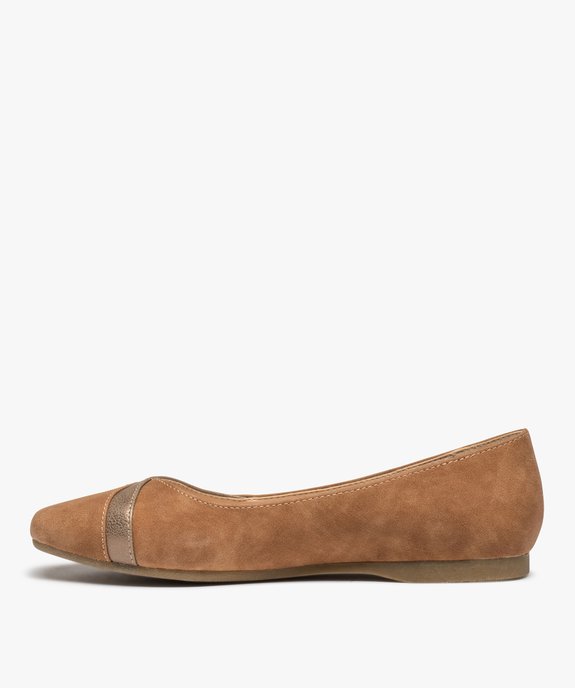 Ballerines femme en suédine empiècement métallisé vue3 - GEMO(URBAIN) - GEMO