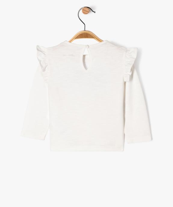 Tee-shirt manches longues brodé à manches volantées bébé fille vue3 - GEMO(BEBE DEBT) - GEMO
