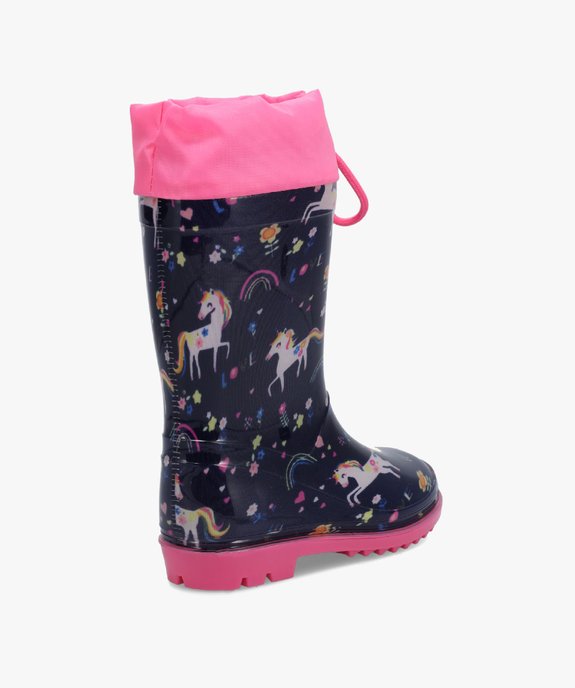 Bottes de pluie fille imprimées licorne à col ajustable vue4 - GEMO (ENFANT) - GEMO