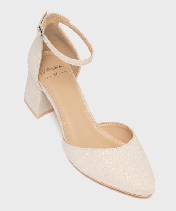 Escarpins pailletés à talon large et bout pointu femme - Valentina Baldano vue5 - VALENTINA BALDA - GEMO