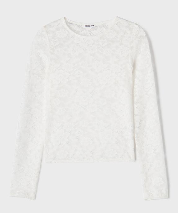 Tee-shirt manches longues en dentelle fille vue1 - GEMO (JUNIOR) - GEMO
