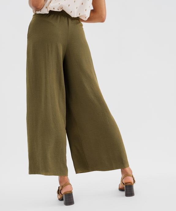 Pantalon large et fluide à taille élastiquée et liens à nouer femme vue3 - GEMO 4G FEMME - GEMO
