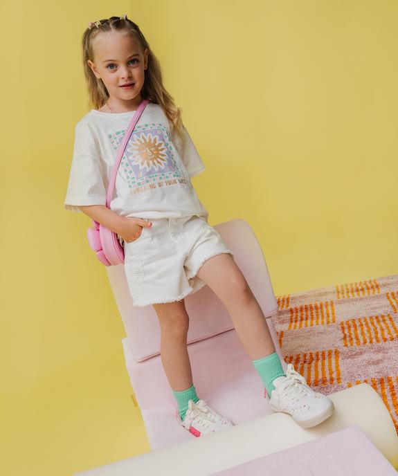 Short en jean brodé à bord franc fille vue6 - GEMO (ENFANT) - GEMO