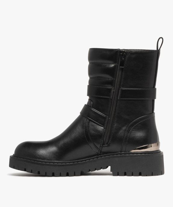 Boots femme mid-cut à col matelassé avec zip et brides fantaisie vue4 - 5 MILES - GEMO