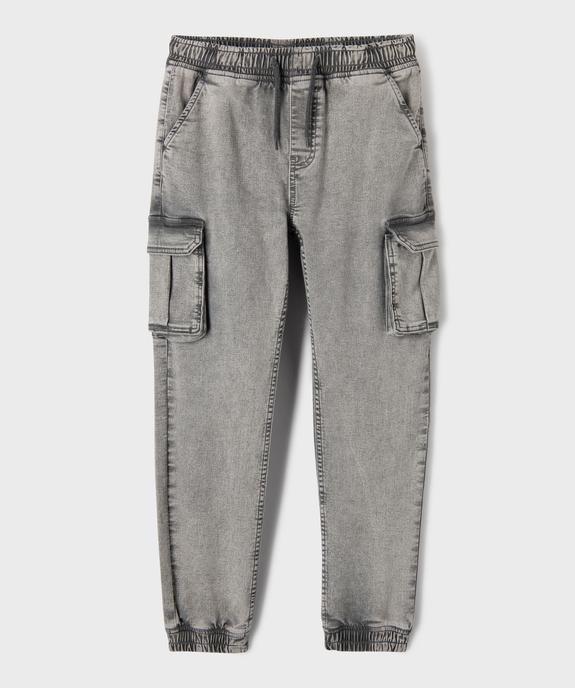 Jean slim cargo en denim extensible délavée garçon vue1 - GEMO 4G GARCON - GEMO