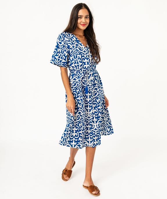 Robe longue à manches courtes imprimée femme vue1 - GEMO(FEMME PAP) - GEMO