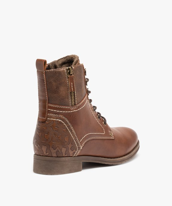 Bottines femme unies à lacets et talon plat fermeture zip vue5 - GEMO (CASUAL) - GEMO