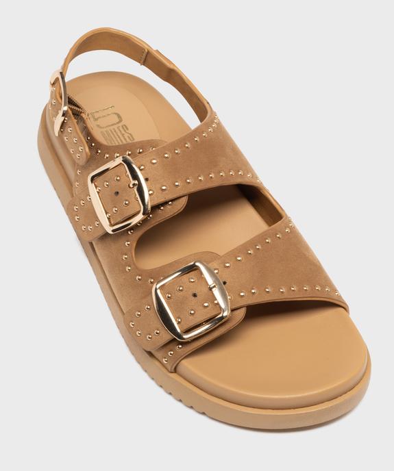 Mules à épaisse semelle en suédine à clous dorés femme vue5 - 5 MILES - GEMO