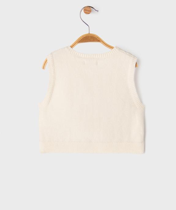 Pull sans manches à torsades bébé fille - LuluCastagnette vue3 - LULU CASTAGNETTE GEMO FOR GOOD - GEMO