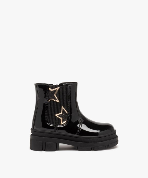 Boots fille style Chelsea dessus verni à semelle crantée et détails en étoile  vue1 - GEMO(BEBE DEBT) - GEMO