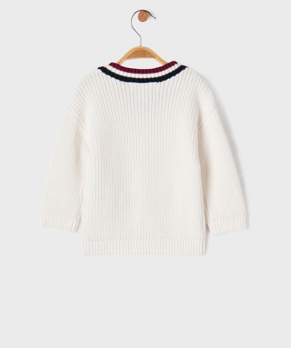 Pull col V en maille de coton bébé garçon  - LuluCastagnette vue3 - LULUCASTAGNETTE - GEMO