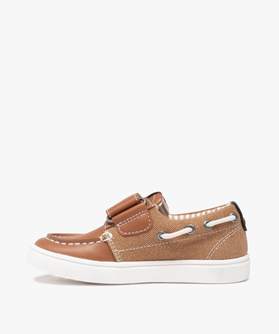 Chaussures bateau garçon bi-matières à scratch vue3 - GEMO (ENFANT) - GEMO