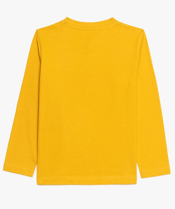 Tee-shirt garçon uni col tunisien et manches longues en coton bio vue2 - GEMO 4G GARCON - GEMO