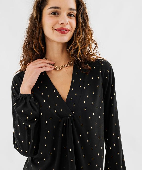 Tee-shirt manches longues imprimé col V fantaisie femme vue2 - GEMO 4G FEMME - GEMO