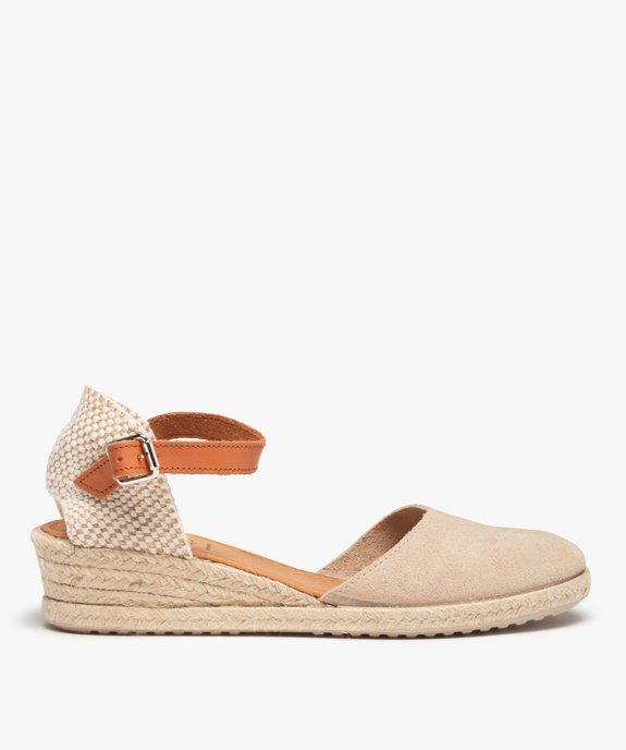 Sandales femme à petit talon compensé dessus cuir vue1 - GEMO (CASUAL) - GEMO