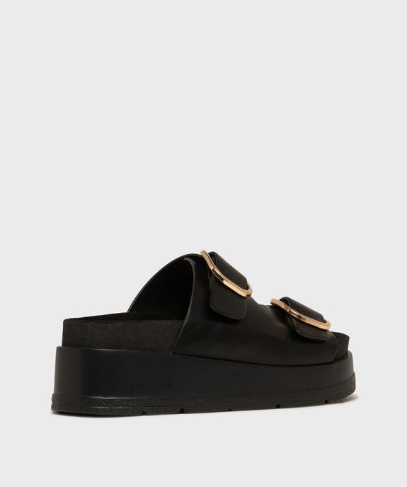 Mules compensées à larges brides et grosses boucles dorées femme - 5 Miles vue4 - 5 MILES - GEMO