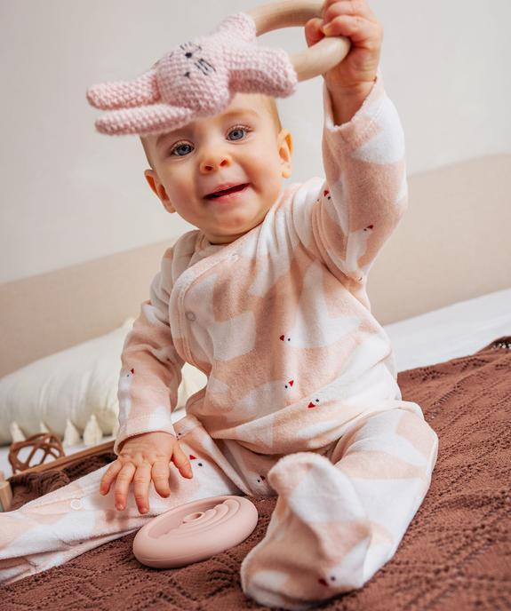 Pyjama en velours à ouverture devant et motif oiseaux bébé vue4 - GEMO 4G BEBE - GEMO