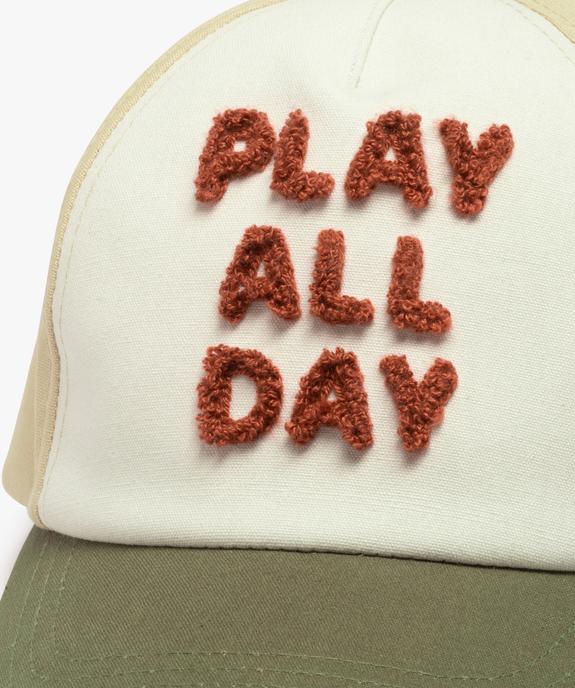 Casquette tricolore avec message en maille bouclette garçon vue2 - GEMO 4G GARCON - GEMO