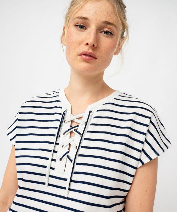 Tee-shirt à manches courtes à rayures femme - LuluCastagnette vue2 - LULUCASTAGNETTE - GEMO